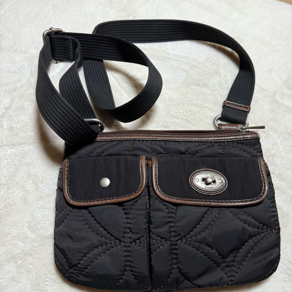 Fossil Stylish Black Quilted Women's Bag